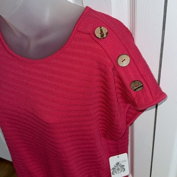 Wilde Hot Pink Women’s Front Loop Tie Top Shirt Blouse Small S NWT - Picture 3 of 8